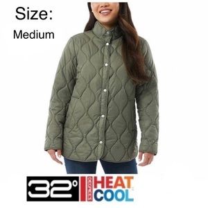 NWT 32 Degrees Ladies' Quilted Full Snap Front Jacket Green Size Medium